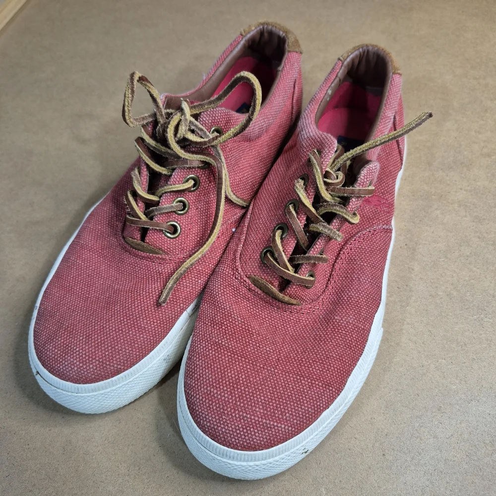 Ralph Lauren Red Canvas And Leather Shoes